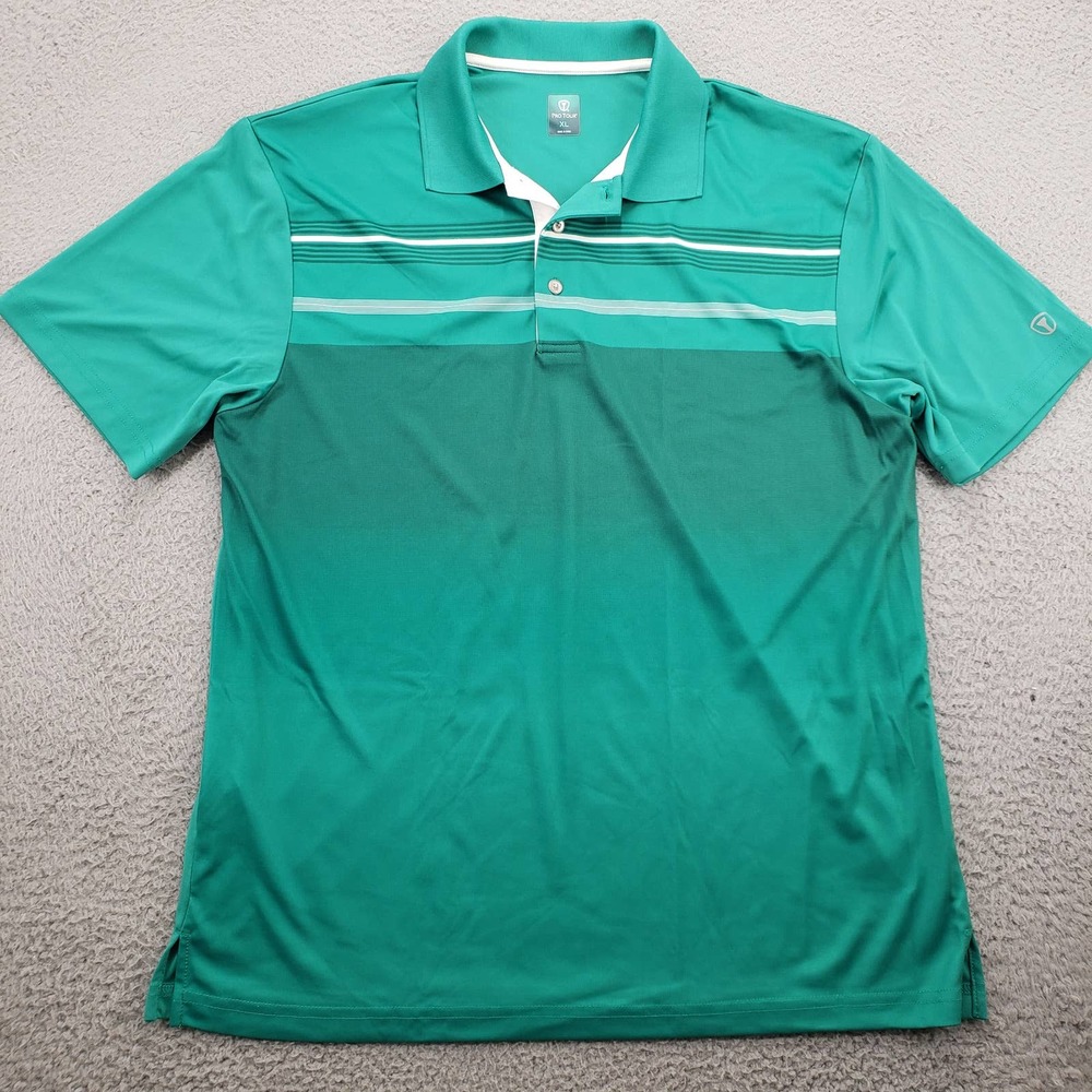 Pro Tour Shirt‎ Mens XL Green Short Sleeve Golf Polo